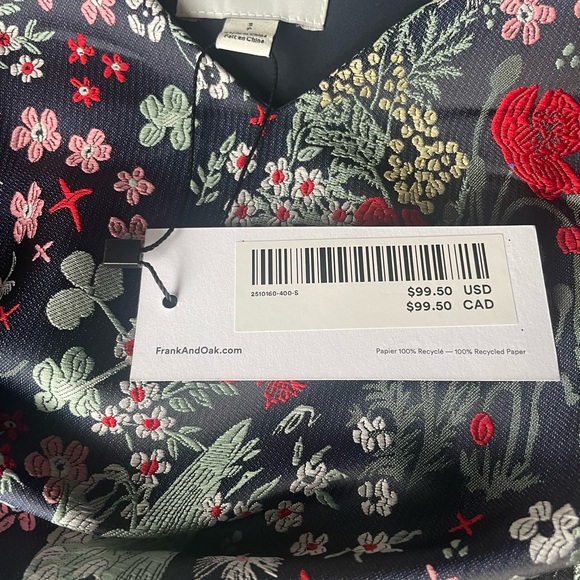 Frank & Oak jacquard (navy blue base to pattern) dress, size small - Picture 4 of 6